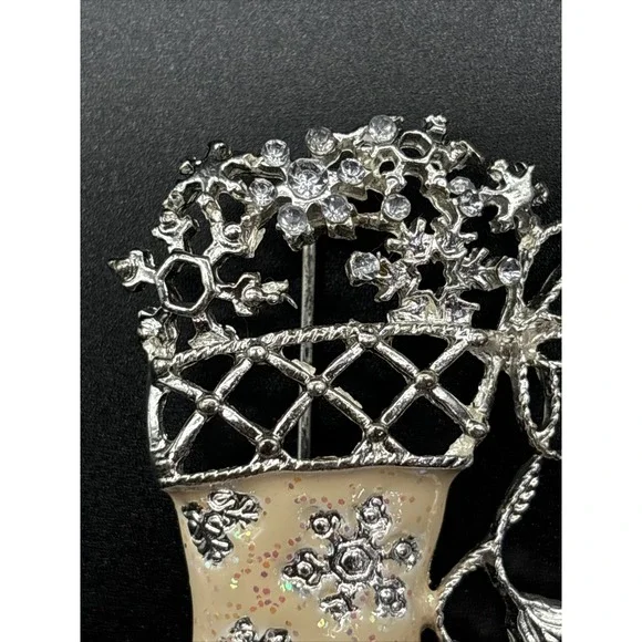 Christopher Radko shiny Brite stocking pin brooch and matching earrings - Picture 8 of 16